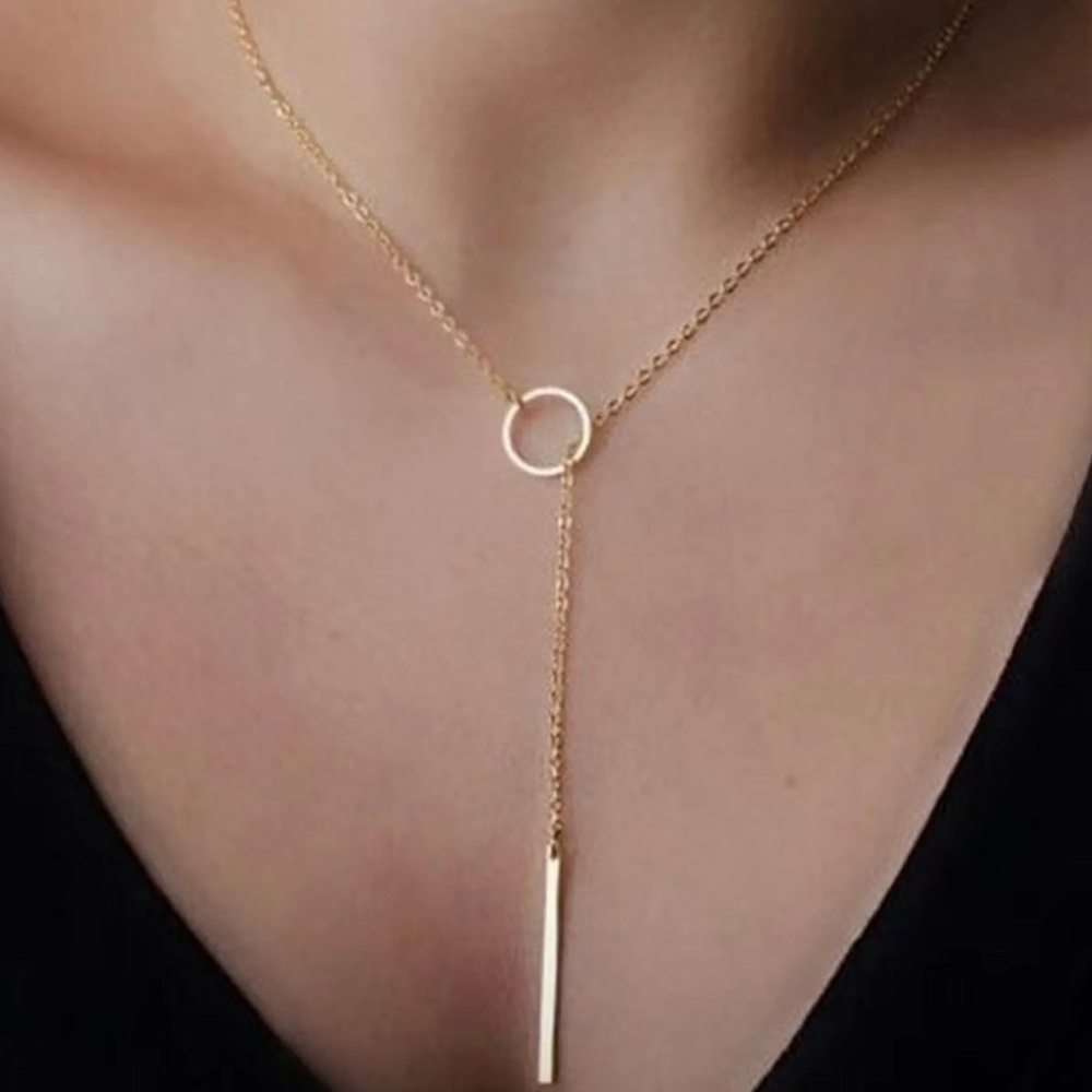 Minimalist Stick Pendant Necklace Gold Plated